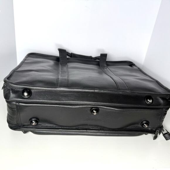 TUMI Soft Black Leather Organizer Laptop Briefcase Portfolio Bag File Separator - Picture 8 of 11